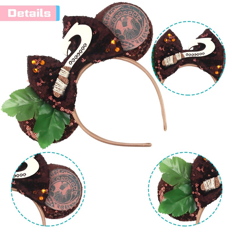 MADO mouse ears headband for kids boys adults men women, brown forest ears for adult kid boys men women girls,Park mini ear headbands for kids adults (brown forest) - Image 3
